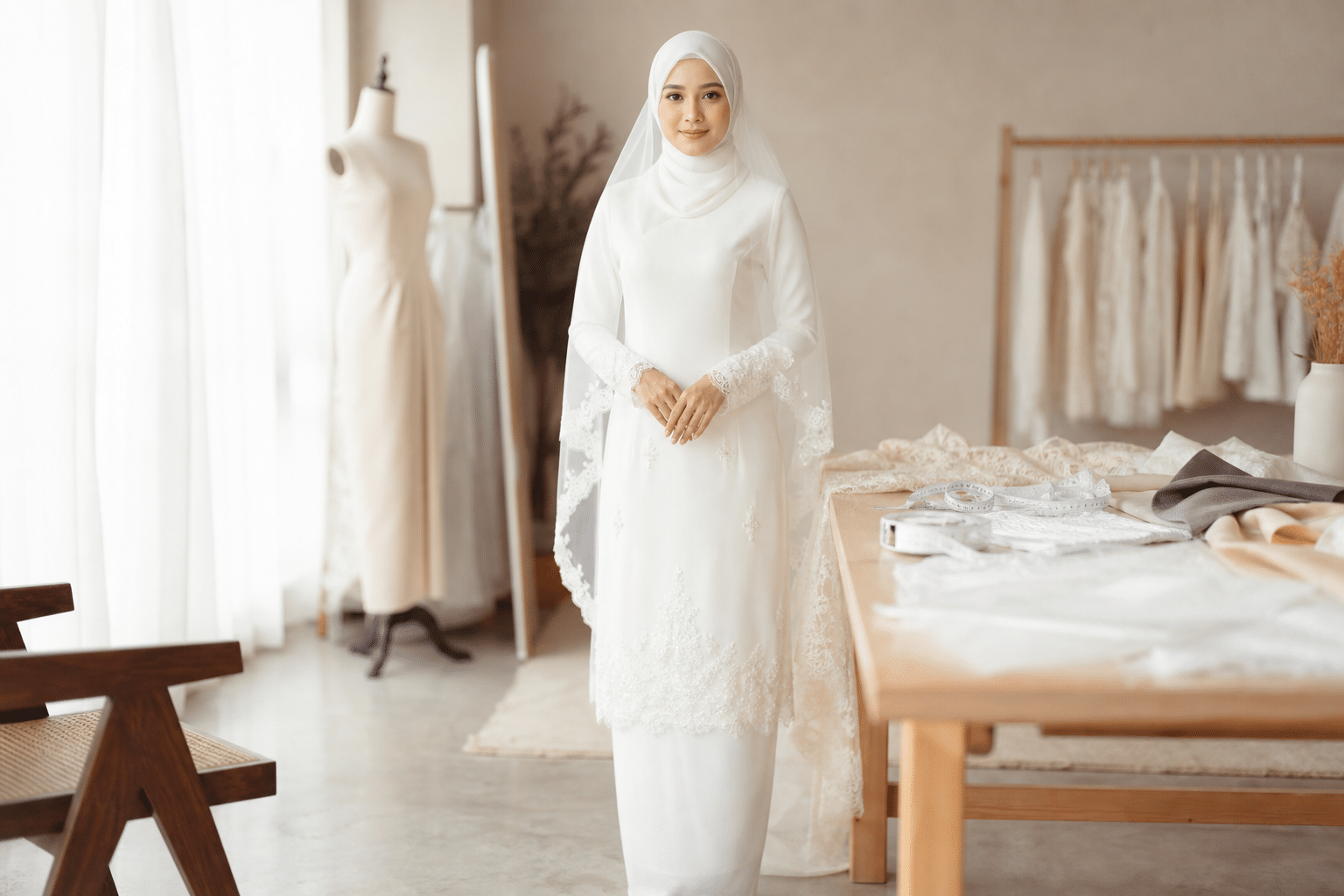 Panduan Tempah Baju Nikah Perempuan: Ukuran, Sampel dan Masa Siap